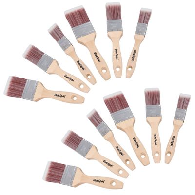 Paint Brush Painting + Decorating Synthetic Brushes Wooden Handle 1"- 2" 12pk