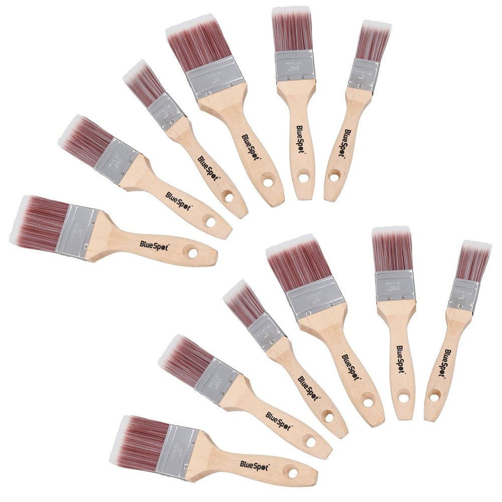 Paint Brush Painting + Decorating Synthetic Brushes Wooden Handle 1"- 2" 12pk