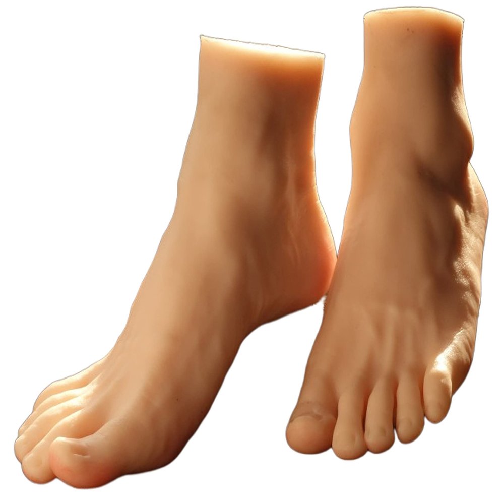1 Pair of Silicone and Life-Size Male Model feet can Display Jewelry, Sandals, Shoes, Socks, Artistic Sketches and Nail Exercises