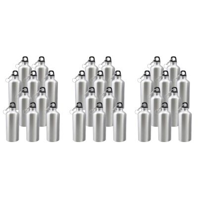 INTSUPERMAI 30pcs 600ml Silvery Blank Coated Sublimation Aluminum Water Bottle Sport Bottle Sublimation Transfer with Safe Lock 600ml Capacity for Sublimation Printing