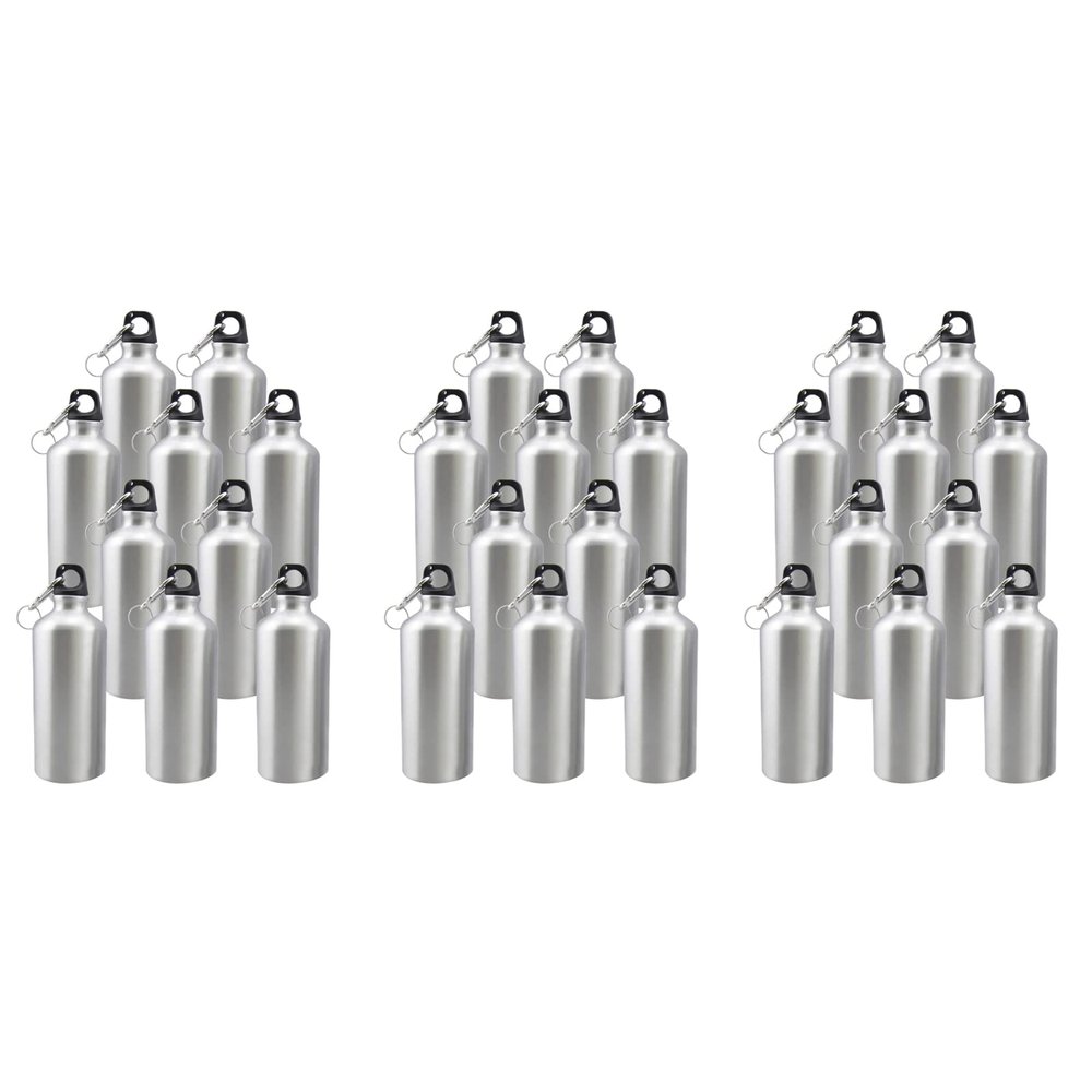 INTSUPERMAI 30pcs 600ml Silvery Blank Coated Sublimation Aluminum Water Bottle Sport Bottle Sublimation Transfer with Safe Lock 600ml Capacity for Sublimation Printing