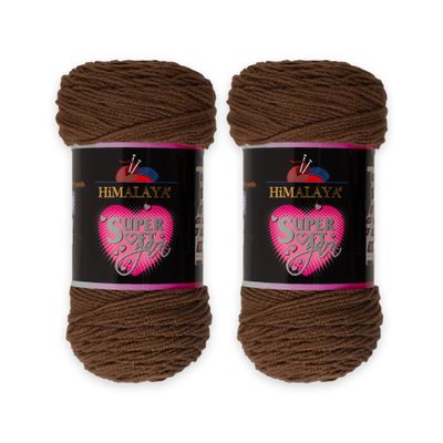 2 Skein Himalaya Super Soft Yarn, 100% Acrylic, Total 400 Grams (14 oz): Each Skein 200 Grams (7 oz), 328 Meters Long (358 Yards), Yarn Weight: 4: Worsted-Aran (Brown 80846)