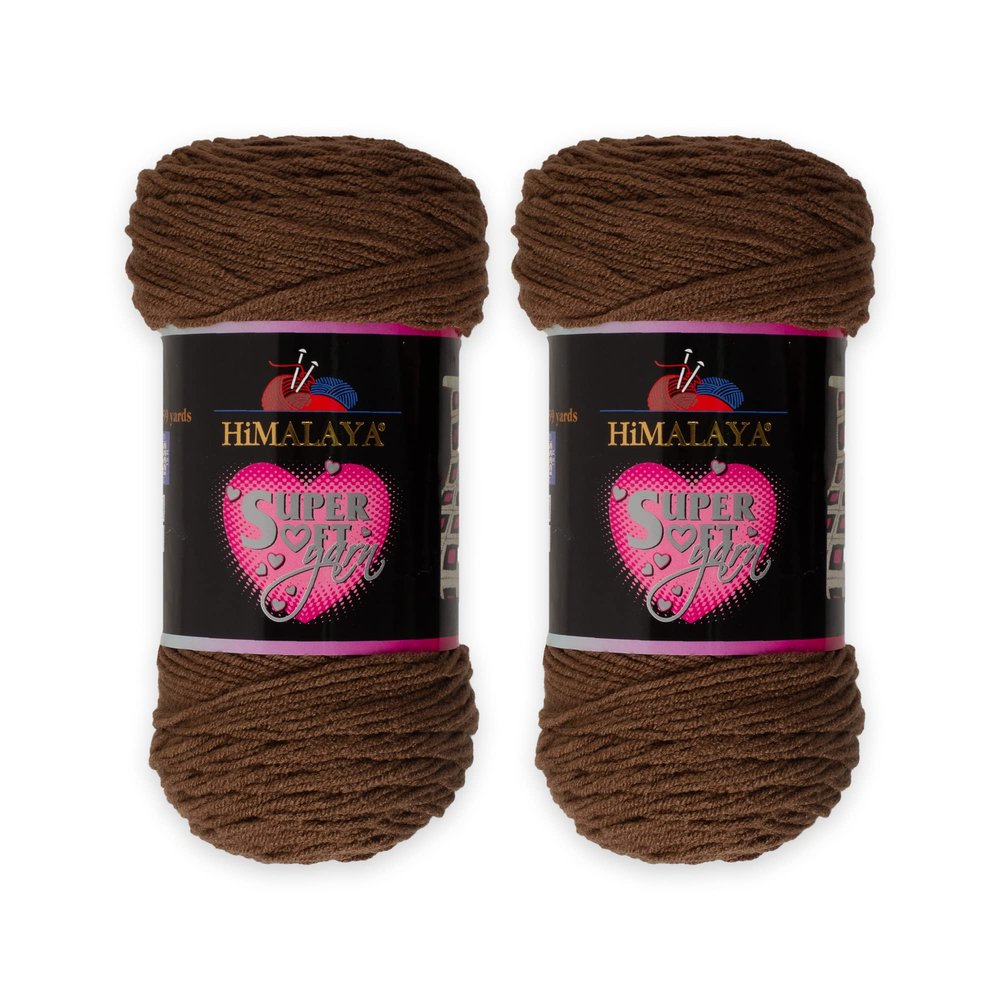 2 Skein Himalaya Super Soft Yarn, 100% Acrylic, Total 400 Grams (14 oz): Each Skein 200 Grams (7 oz), 328 Meters Long (358 Yards), Yarn Weight: 4: Worsted-Aran (Brown 80846)