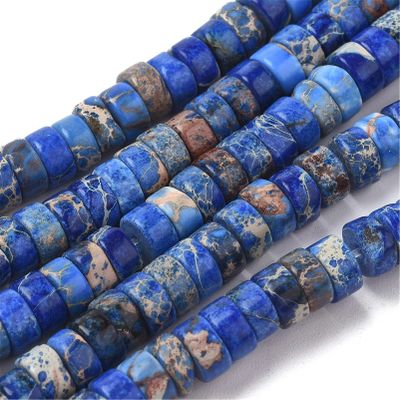 Craftdady 336pcs Natural Imperial Jasper Heishi Coin Beads Flat Round Healing Crystal Gemstone Column Disc Stone Beads 6-6.5mm for Jewelry Craft Necklace Bracelet Earring, Blue