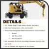 1:87 Caterpillar M323F Railroad Wheeled Excavator - Cat Yellow Version - (HO) High Line Series Model by Diecast Masters - 85656 - with Bucket, Ballast Tamper, and Rail Clamshell Bucket Attachments view 2