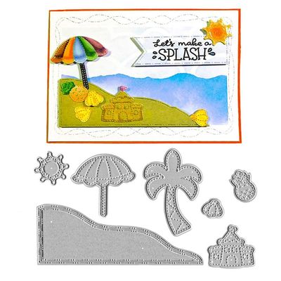 Metal Beach Vacation Coconut Tree Flamingo Cutting Dies,Sea Holiday Sun Umbrella Cutting Dies,DIY Scrapbooking Artist Cutting Dies Stencils for Craft Album Paper Card Decor