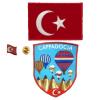 A-ONE 3 PCS Pack- Cappadocia Landmark Embroidery+Turkey Flag Lapel Pin and Badge, Turkey Travel Souvenir, Iron on Stick on Adhesive Applique, Patriotism Sew on Embroidery and Brooch for Shirts NO.289B view 1