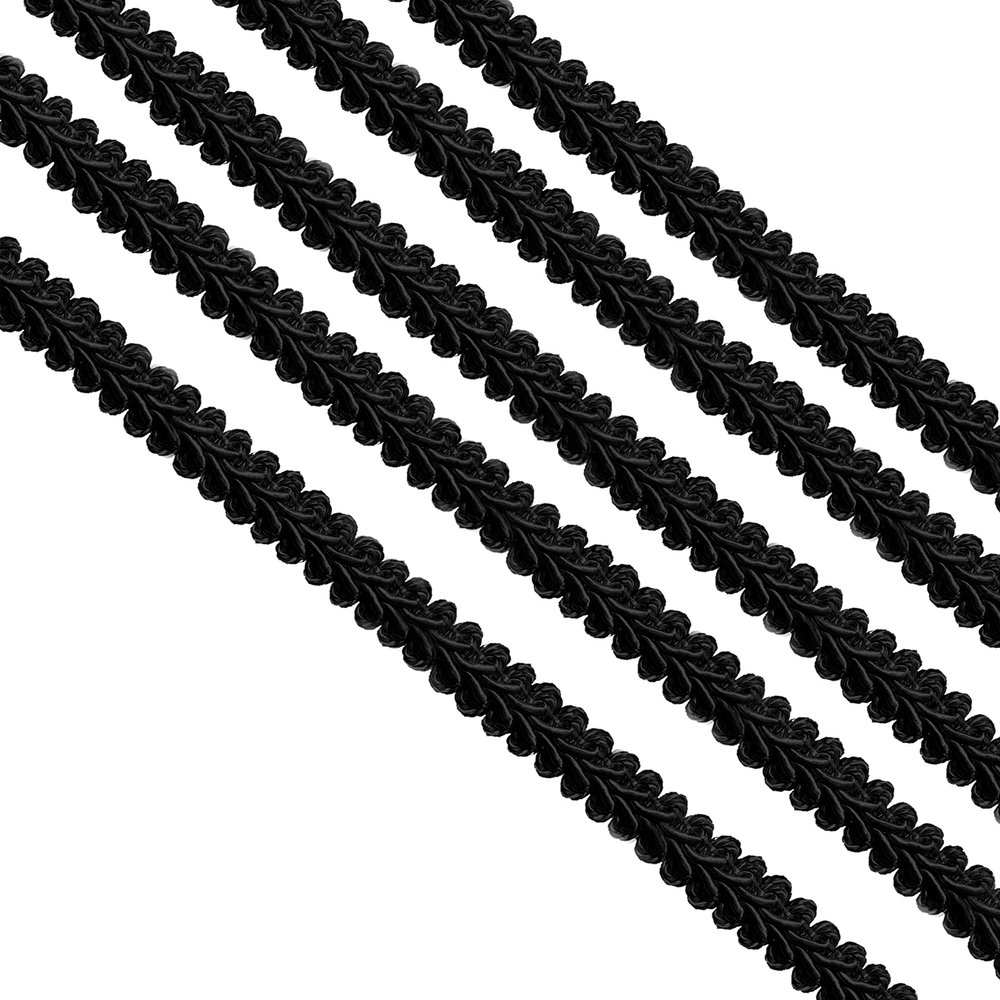 1/2 inch Gimp Trim, 13mm Gimp Braided Trim, Gimp Cord, DIY Braided Cord for Sewing Home Decoration Costume (Black, 25 Yards)