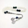 Muslim misbaha Luxurious Man's Bracelets White agates tasbih with Lapis Lazuli Beads gfit for Ramadan 33 66 99 Paryer Beads (8mm, 33 Beads) view 1