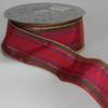 Red and Gold Striped Wired Craft Ribbon 2" x 20 Yards view 1