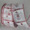 Red and White Checkered Snowmen Wired Craft Ribbon 2.5" x 20 Yards view 1