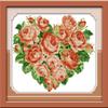 Amiiba Stamped Cross Stitch Kits, Orange Heart Flower Rose DIY 11CT 15.7x13.7 inch (Orange) view 1