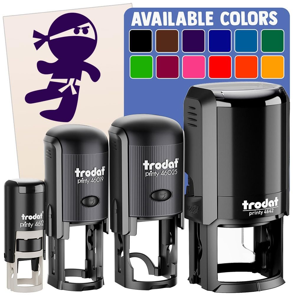 Cute Fighting Ninja Self-Inking Rubber Stamp Ink Stamper for Stamping Crafting Planners - 3/4 Inch Small - Black Ink