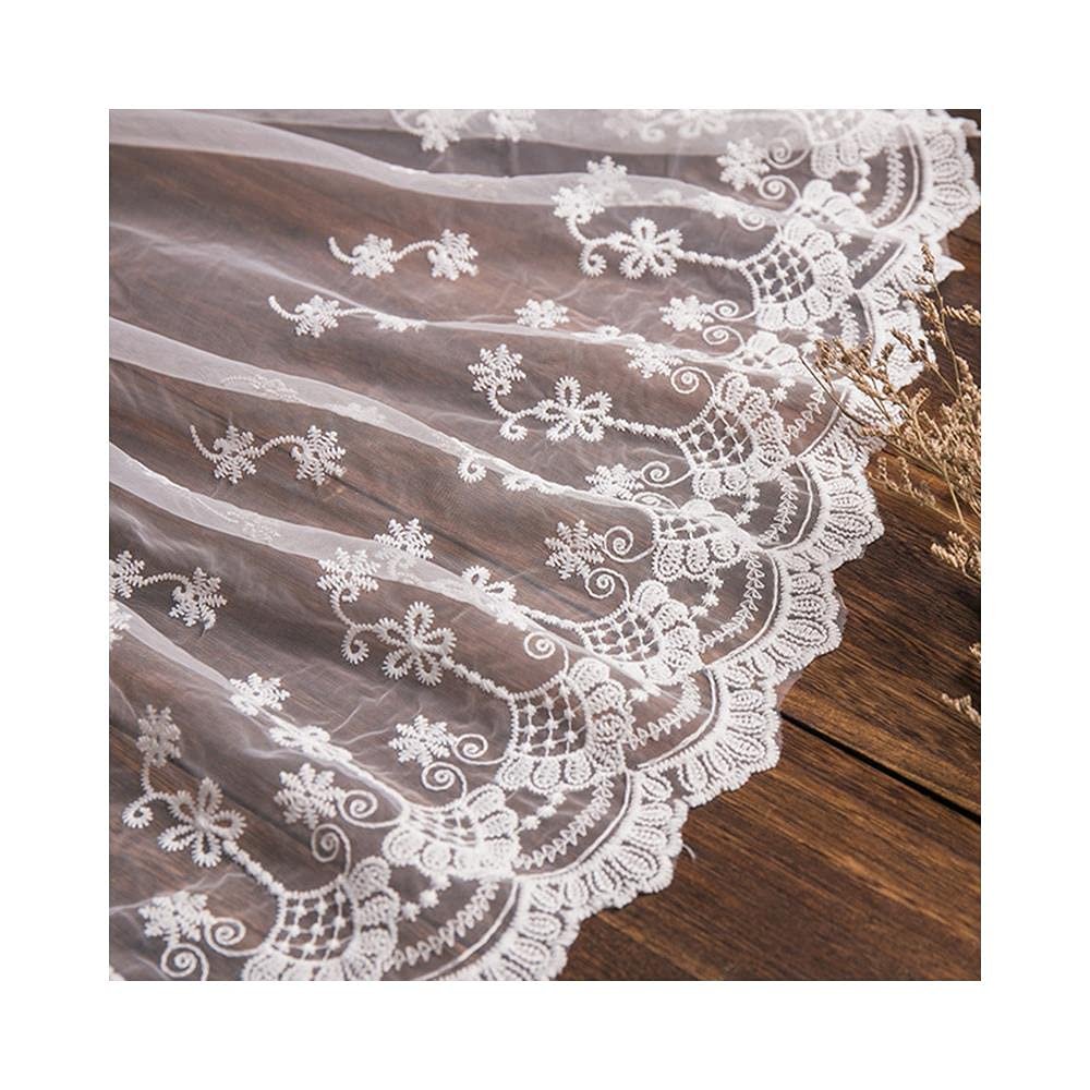 1Yard 32cm Width White Lace Fabric Embroidered Sewing Supplies Ribbon Lace,Antique Zinc