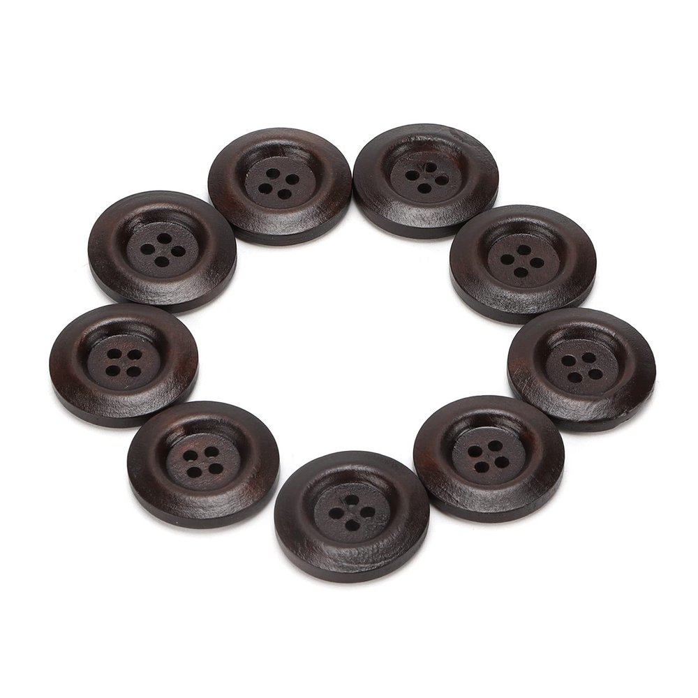 200Pcs Round Wood Buttons, 1 inch Brown Buttons for Sewing Craft Clothing 4 Hole DIY Supplies