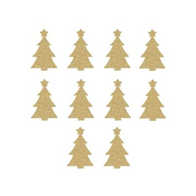 10 Christmas Tree Iron On Decals, DIY Crafts, Mini Trees Heat Transfers, 1x1 Inch (Champagne Glitter)