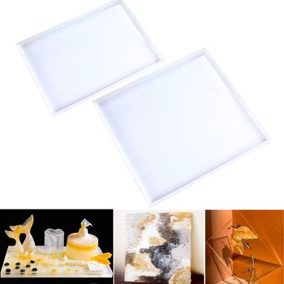 MYDUOLIA Large Silicone Resin Tray Molds Kit, 2 PCS Big and Thick Rectangle Square Agate Geode Board Molds for Serving Board Jewelry Storage Storage Tray Platter Concrete Cement Clay