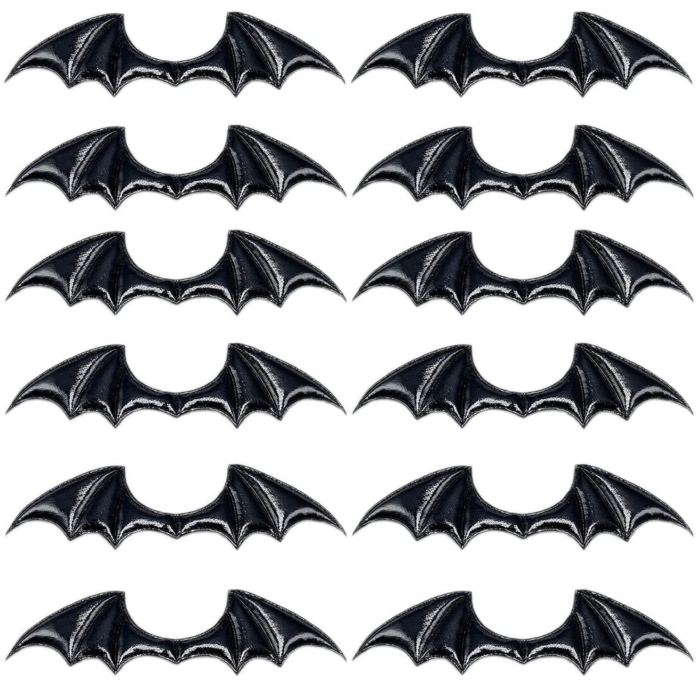 TUDACVTE 12 Pieces Halloween Bat Wings DIY Crafts Bat Wings Black Spooky Bats Halloween Decorations for DIY Hair Accessories Halloween Party Decorations