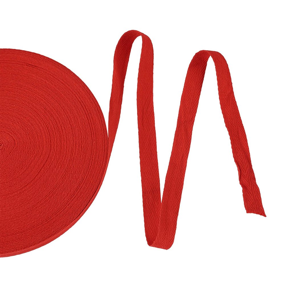 49Yards Twill Tape Ribbon 5/8 Inch Wide Herringbone Cotton Webbing Tape Sewing Twill Ribbon Christmas Decoration for DIY Jewelry Box Gift Wrapping Sewing Craft Supplies (Red)