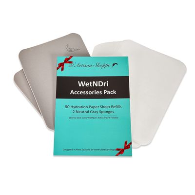 WetNDri Palette Paper for Acrylic Paint. 50 Disposable Paint Palette Paper and 2 Grey Wet Pallet Sponge Suitable for Stay Wet Palette for Acrylic Paint