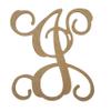 8" Wooden Letter J Unfinished, Vine Font, Craft Cutout 1-8" Thick view 1