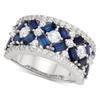 Luxury Ladies Topaz Sapphire Ring 925 Sterling Silver Wedding Ring Band Baguette and Round CZ Eternity Band Cz Fine Jewelry Party Ring for Women Gifts for Her HM072 (10) view 1