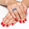 Luxury Ladies Topaz Sapphire Ring 925 Sterling Silver Wedding Ring Band Baguette and Round CZ Eternity Band Cz Fine Jewelry Party Ring for Women Gifts for Her HM072 (10) view 2