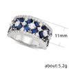 Luxury Ladies Topaz Sapphire Ring 925 Sterling Silver Wedding Ring Band Baguette and Round CZ Eternity Band Cz Fine Jewelry Party Ring for Women Gifts for Her HM072 (10) view 3