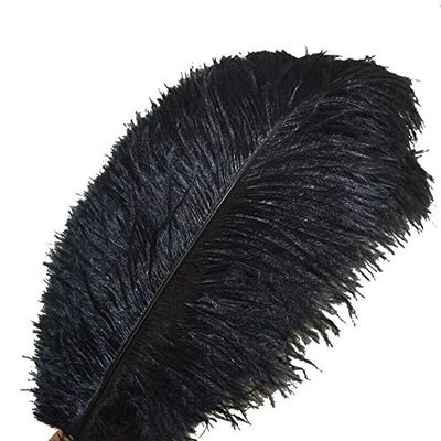 Jeniorr Elegant Black Ostrich Feathers for Crafts 15-70cm 6-28inch Wedding Party Supplies Carnival Dancer Decoration Plumes