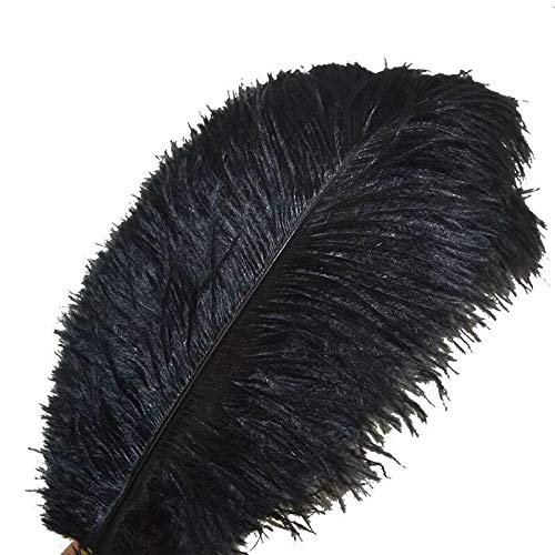 Jeniorr Elegant Black Ostrich Feathers for Crafts 15-70cm 6-28inch Wedding Party Supplies Carnival Dancer Decoration Plumes