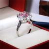Charm Women's 925 Sterling Silver Pink/White Water Drop Ring Engagement Jewelry Pink Square & CZ Gemstone Pear Teardrop Halo Rings Lady Bridal Wedding Engagement Jewelry HM077 (8) view 2