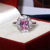 Charm Women's 925 Sterling Silver Pink/White Water Drop Ring Engagement Jewelry Pink Square & CZ Gemstone Pear Teardrop Halo Rings Lady Bridal Wedding Engagement Jewelry HM077 (8) view 3