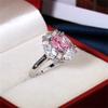 Charm Women's 925 Sterling Silver Pink/White Water Drop Ring Engagement Jewelry Pink Square & CZ Gemstone Pear Teardrop Halo Rings Lady Bridal Wedding Engagement Jewelry HM077 (8) view 4