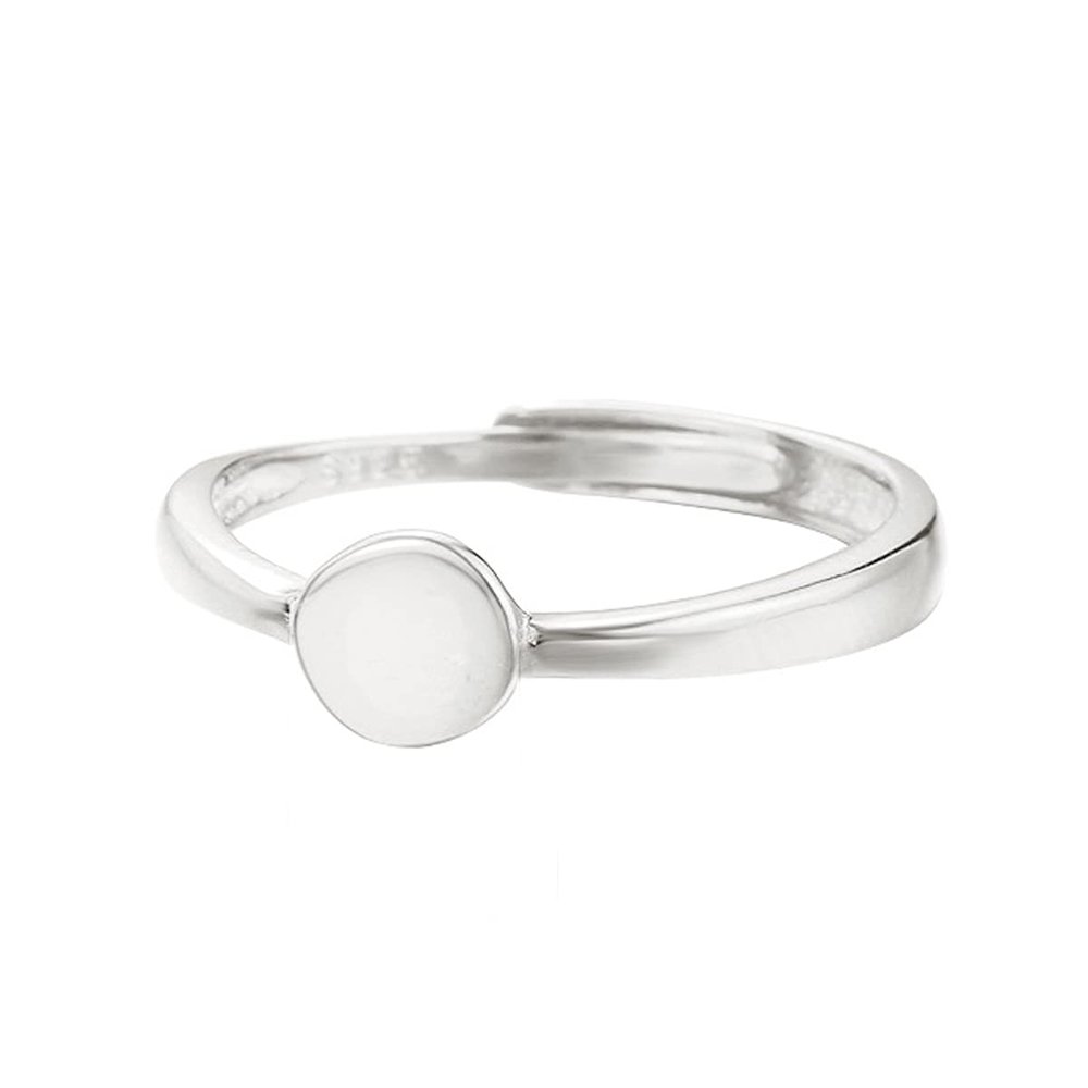 925 Sterling Silver Ring Blank Setting for Cabochons Ring Base with 6mm Glue Pad on Adjustment DIY Jewelry for Women
