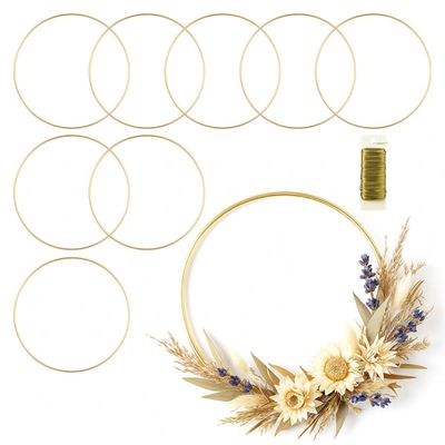 8 Pack Metal Rings for Crafts 10 Inches Macrame Rings Dream Catcher Supplies Floral Hoop Centerpieces Circle Centerpieces for Wedding Table Metal Circle Hoops for Crafts DIY Wreath Candle Rings, Gold