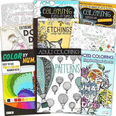 Adult Coloring Book Bundle with 8 Deluxe Coloring Books for Adults and Teens