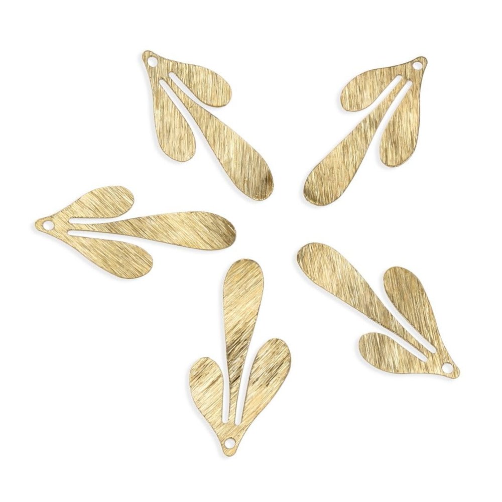 100pcs Adabele Brushed Raw Brass Large Cute 3-Petal Leaf Pendant Drop Earring Findings 36mm Unplated/Uncoated for DIY Craft Jewelry Making CF-B5