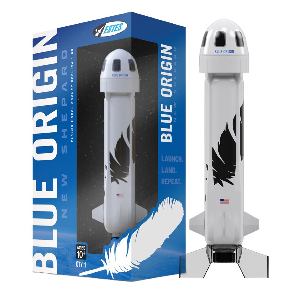 Estes 2198 Blue Origin New Shepard Rocket-Building Kit, Beginner Flying-Rocket-Model Kit for Ages 10+