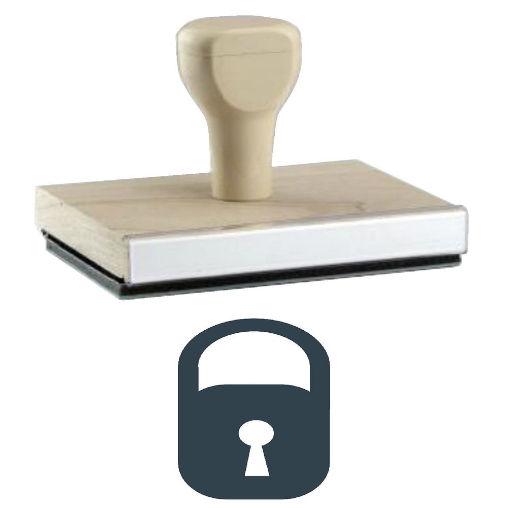 Infusion Lock Icon Rubber Stamp Wood Stamp Natural Color 1 X 2''