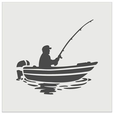 Fisherman in Fishing Boat Wall Cookie DIY Craft Reusable Stencil - 3.5 Inch