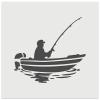 Fisherman in Fishing Boat Wall Cookie DIY Craft Reusable Stencil - 3.5 Inch view 1