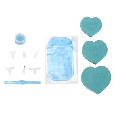 Zerodis Rhinestone Painting Trays, Plastic Bead Sorting Trays Heart Shape Rhinestone Plate Tray DIY Multifunctional Crystal Screening Storage Tool Set(Blue)