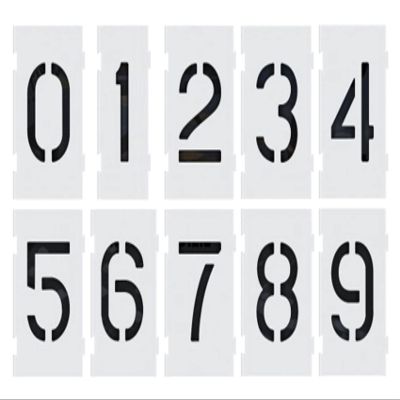 Deezio Reusable Large Numbers Interlocking Stencil Kit, 0123456789 on 10 Separate Sheets (10 inch)