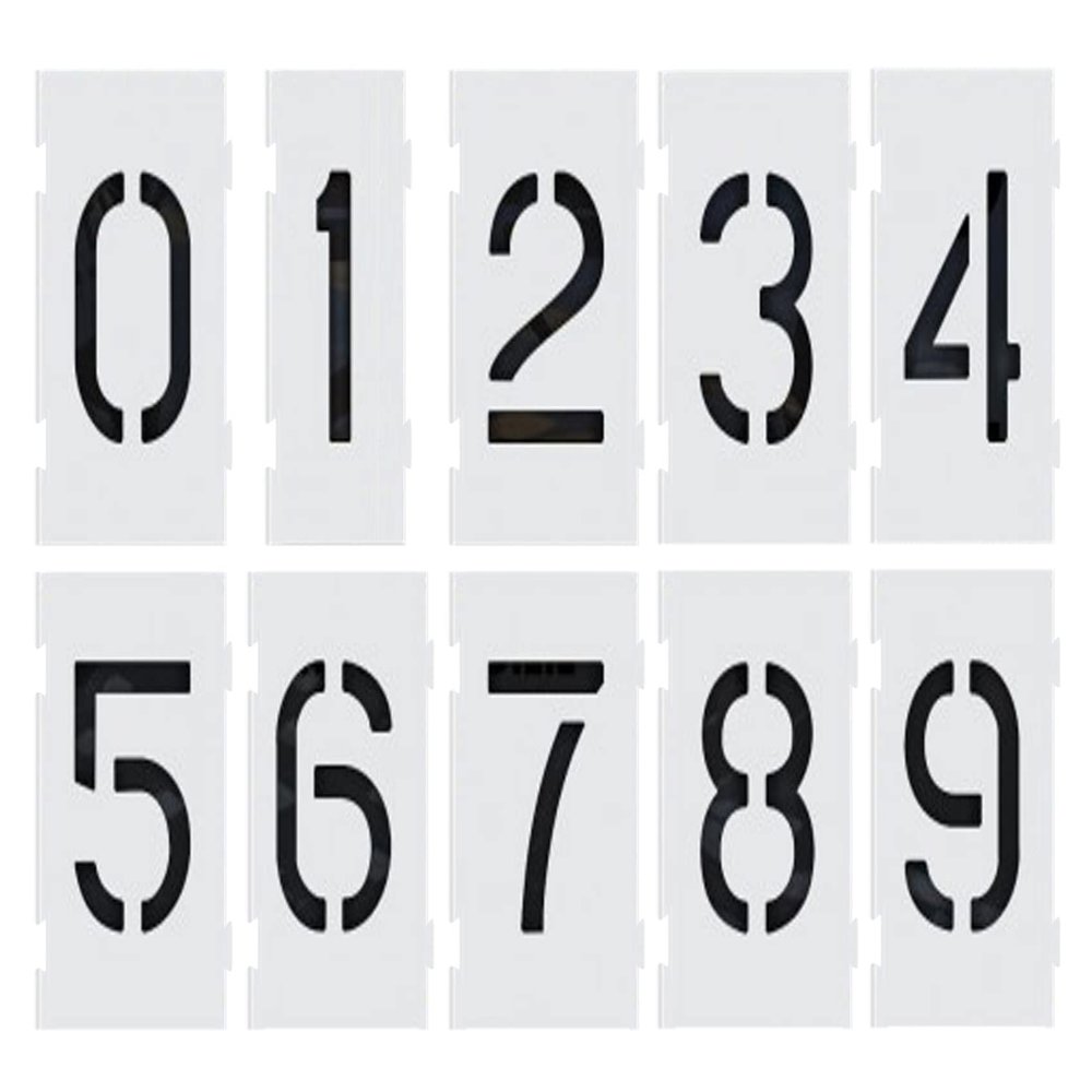Deezio Reusable Large Numbers Interlocking Stencil Kit, 0123456789 on 10 Separate Sheets (10 inch)
