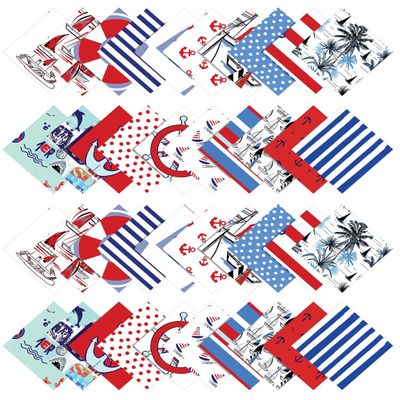 Soimoi Coastal Print Precut 10-inch Cotton Fabric Quilting Squares Charm Pack DIY Patchwork Sewing Craft-Blue