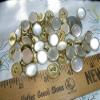 12 Buttons mKET Western Shirt Buttons White Inset Gold Gilt Tone Metal Shank 1/2" 13MM 20L Pearly Inset Sewing Crafts view 1