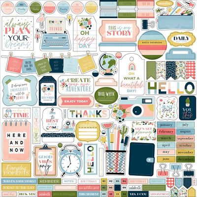 Day in The Life Cardstock Stickers 12"X12" - Elements