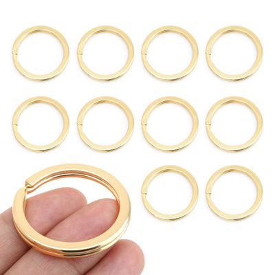 CRAFTMEMORE Key Rings Quality Keychain Rings Metal Flat Split Rings for Car Keys Attachment DIY Leathercraft 10pcs VTKR (1" (25mm) KR34, Gold)