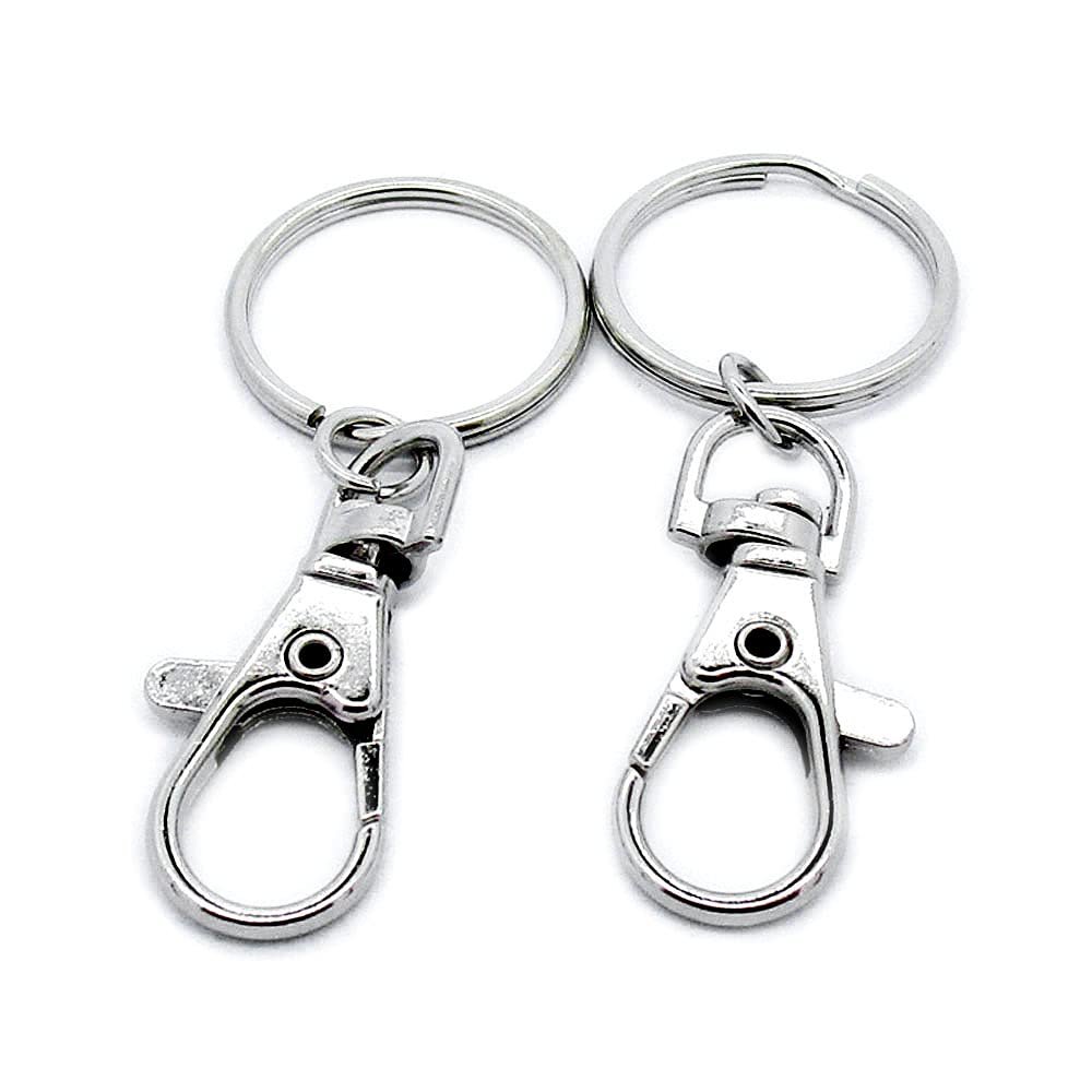 100 Pieces Antique Silver Plated Jewelry Making Charms Findings Crafting Suppliers B8MF7 Keyring Key Ring Clasps