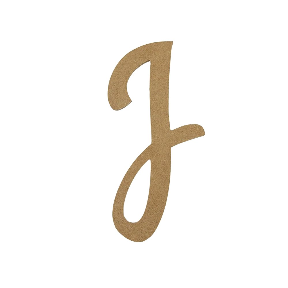 8" Wooden Letter J Unfinished, Watermelon Font, Craft Cutout 1-8" Thick